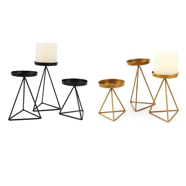 

candle holders 3pcs/set geometric holder triple-cornered candlestick rack deskhome decoration