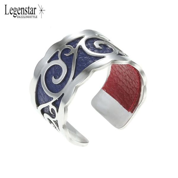 

cluster rings legenstar reversible leather for women bijoux acier inoxydable argent stainless steel interchangeable bague femme jewelry, Golden;silver
