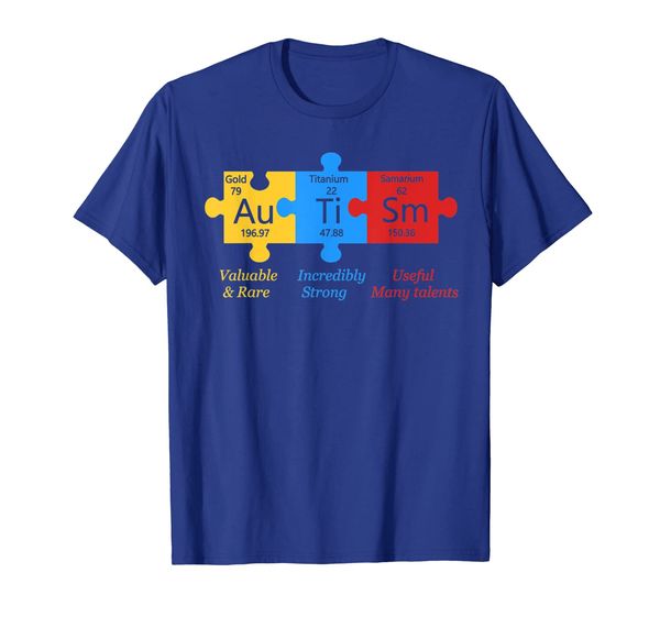 

autism awareness puzzle periodic table elements t shirt gift, White;black