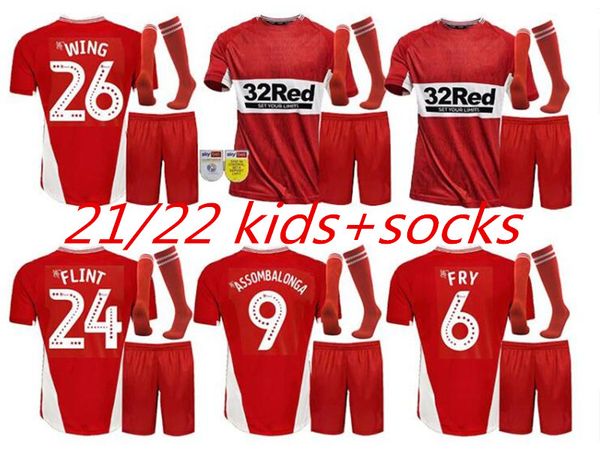 

21 22 kits full sets middlesbrough soccer jerseys 2021 ashley michael fletcher 11 flint 24 wing 26 assombalonga men kids football shirts+soc, Black;yellow