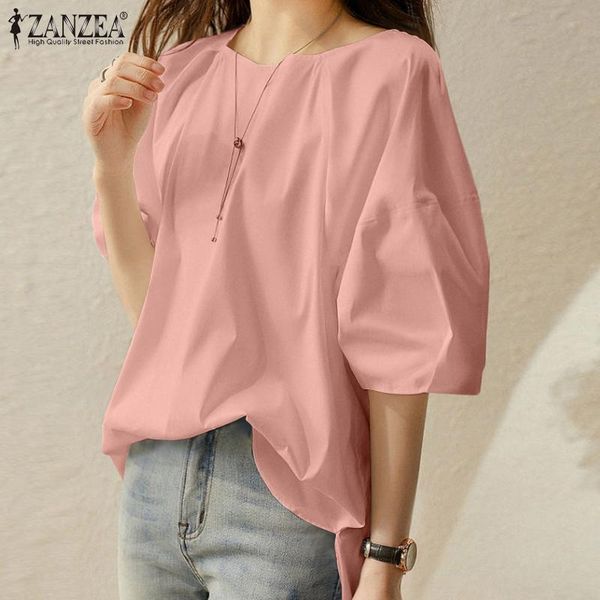 

women's blouses & shirts women solid tunic streetwear chic blusas basic split half sleeve chemise elegant o neck summer casual b, White