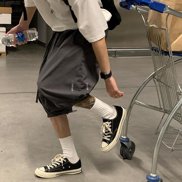 

men's shorts 21 summer japanese personality tooling bf wind bloomers solid color five-point casual pants, White;black