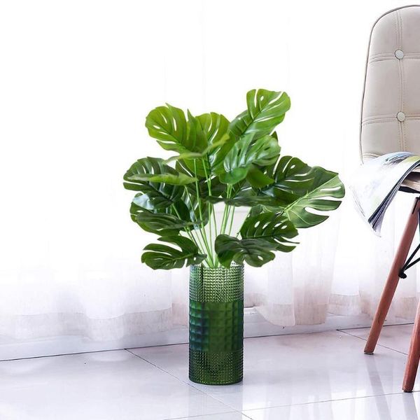 

decorative flowers & wreaths 49cm 18 heads artificial green monstera leaves home garden decoration room plants living fake bedroom u6j5