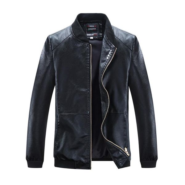 

brand motorcycle leather jackets men autumn and winter clothing male business men's fur & faux, Black