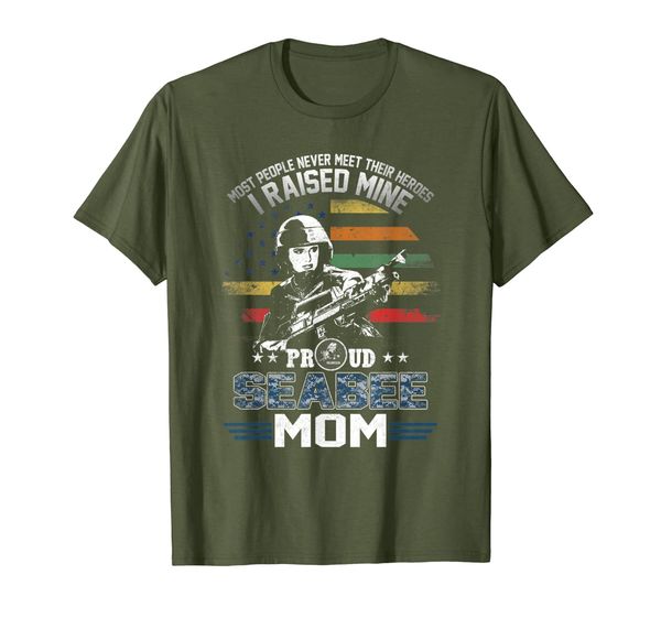 

proud seabee mom t-shirt i raised mine, White;black