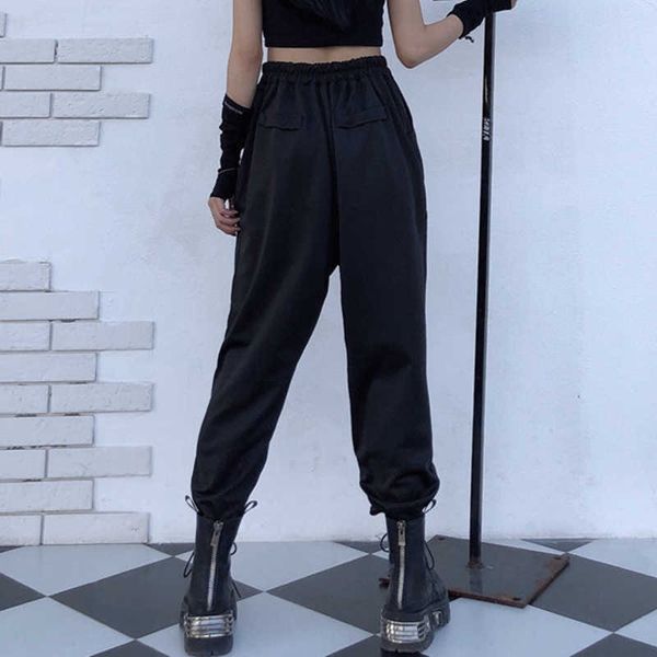 

women's pants & capris harajuku women hippie streetwear summer trousers high waist button design loose baggy harem pantalones hip, Black;white