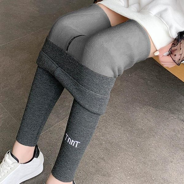

women's leggings winter knitting velvet legging high elastic thicken lady's warm lamb cashmere pants skinny for women, Black