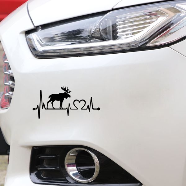 

14cm*6.7cm moose elk heartbeat lifeline vinyl motorcycle black/silver car sticker