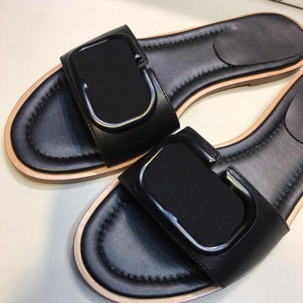 

2021 sandals female summer new buckle flat shoes non-slip word slippers beach shoes slippers 1, Black