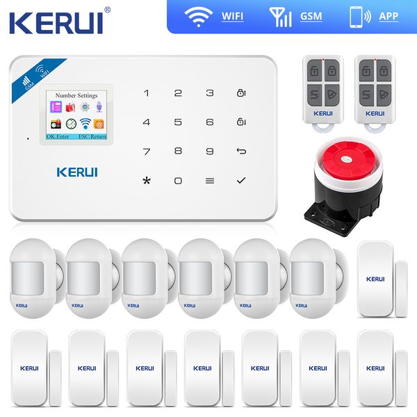 Kerui W18 Wifi Ev Hırsız Güvenlik Perde Hareket Sensörü Kablosuz Güneş Siren IP Kamera GSM Alarm Sistemi