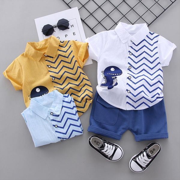 

baby boys clothes sets summer cotton dinosaur kids t shirt shorts suit toddler outfit 1 2 3 4 years boy, White