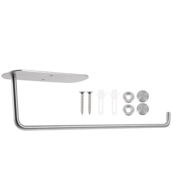

toilet paper holders stainless steel punch roll rack wall mount shelf (silver)