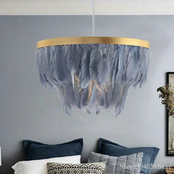 

pendant lamps ysn nordic feather light ins style post-modern warm chandelier creative wedding room bedroom living lights hanging
