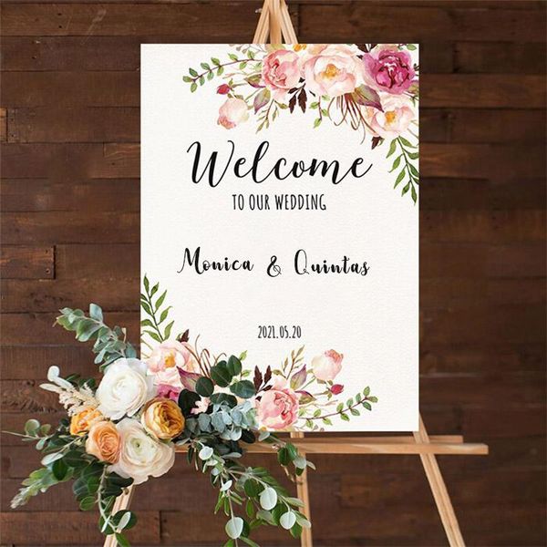 

other event & party supplies custom picture logo guests engagement sign 1pc soft canvas 50cm70cm pink rose flower pattern po props