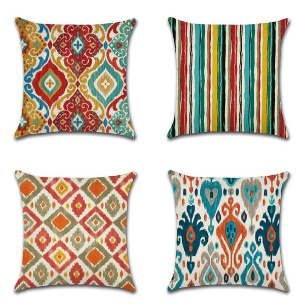 

pillow case classic geometric retro throw custom home decoration linen cover car sofa colourful bohemia cushion