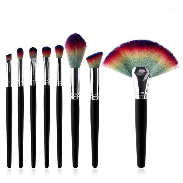 

high-end makeup brush flame color tool set black wood handle silver tube eye shadow silhouette shadow1