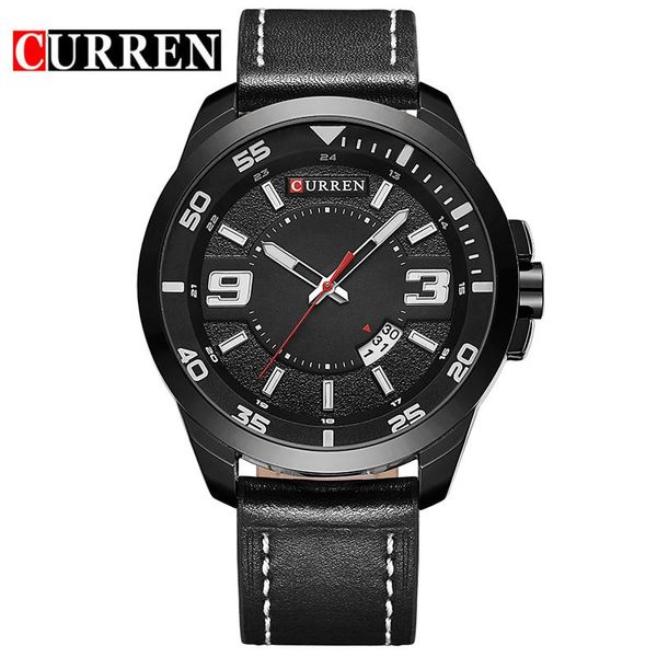

wristwatches curren relogio masculino date leather casual watches men sports quartz military wrist watch male clock, Slivery;brown