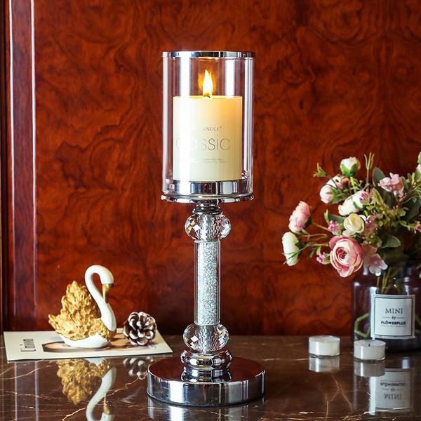 

europe style metal crystal diamond candlestick holder for coffee dining table wedding christmas halloween home decoration candle holders