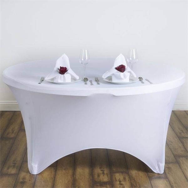 

table cloth wedfavor 1pc fitted round stretch spandex cover elastic lycra linen for party el event wedding decoration