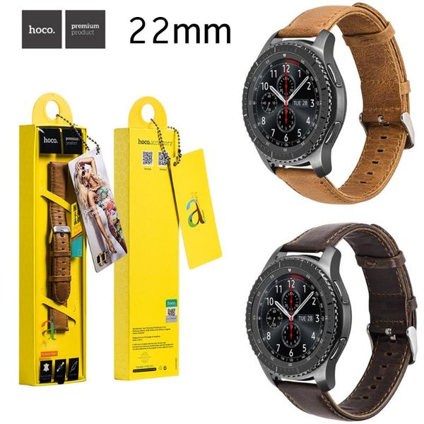 

watch bands hoco cowhide genuine leather strap band for samsung galaxy gear s3 classic sm-r770 frontier sm-r760 sm-r765 watchbands w pins, Black;brown