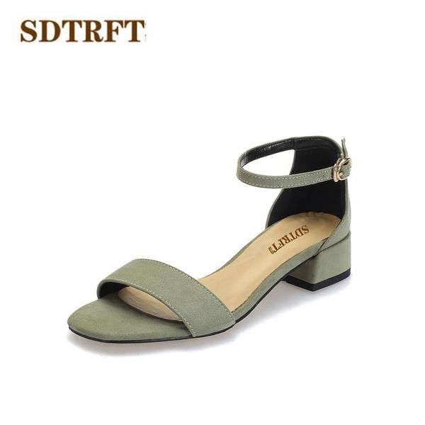 

zapatos mujer summer sandals stilettos 3cm med thick heels peep toe shoes woman crossdresser ankle strap pumps, Black