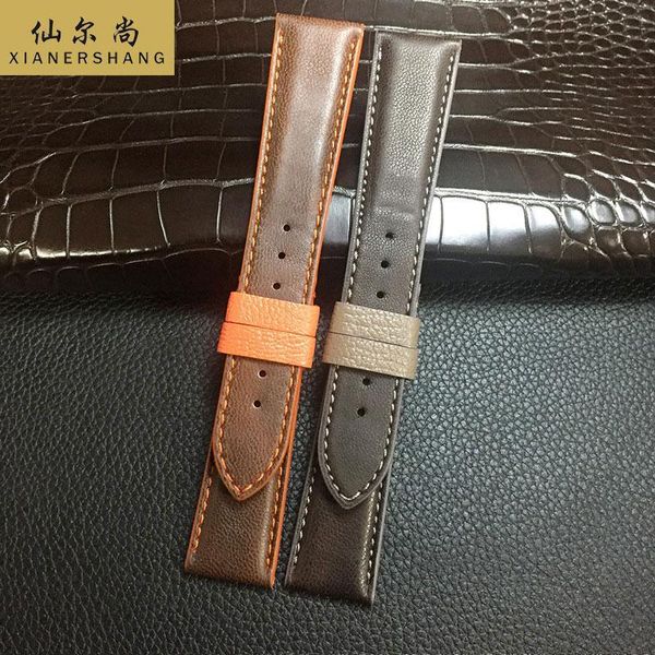 

watch bands soft goat skin watchbands luxury genuine leather belt custom universal strap 18mm 19mm 20mm handmade sheepskin band 22, Black;brown