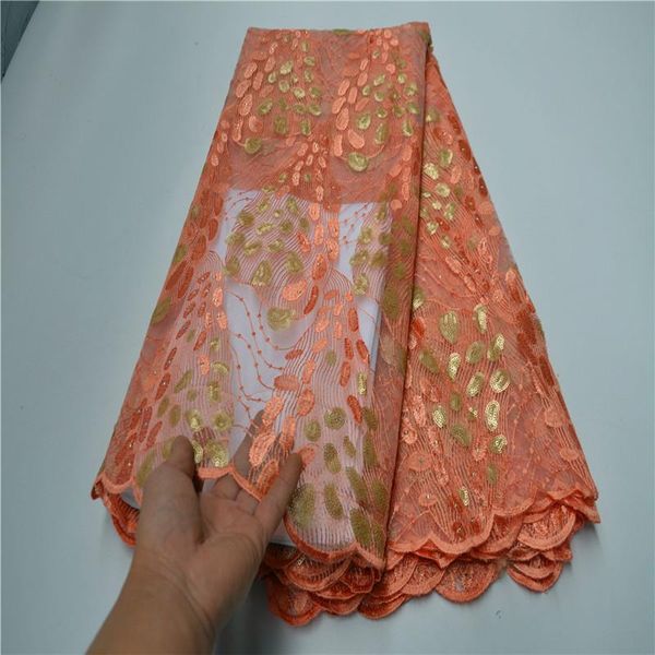 

ribbon african sequins tulle mesh lace fabric latest french net guipure nigerian embroidery flp-1061, Pink;blue