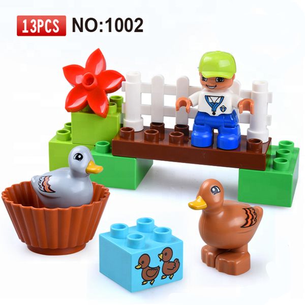 

13pcs Diy Big Size Farm Zoo Animals Blocks Large Particle Bricks Toys For Children Kids Birthday Gifts