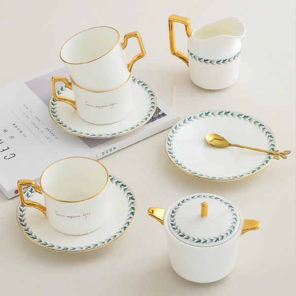 

cups & saucers luxury nordic porcelain coffee cup set ceramic bone china creative british tea with saucer taza madera home drinkware cs