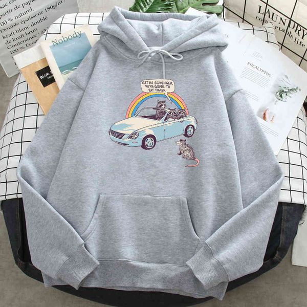 

loose sweatshirt, printed with the words "scavenger into our food", men's, harajuku interting sve sweater, fashion pattern sw, Black