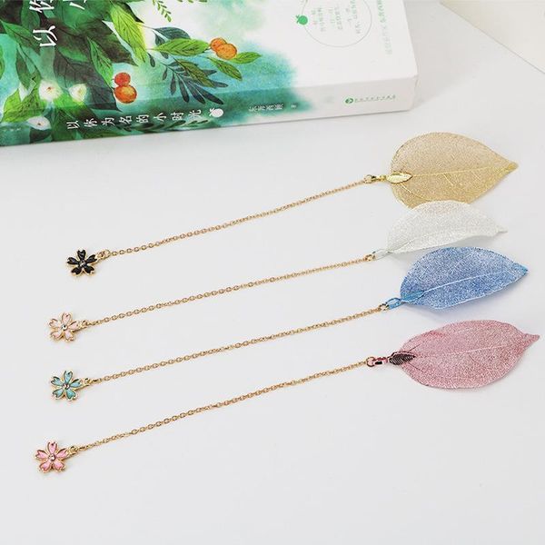 

bookmark metal leaf pendant student stationery portable cute leaves pendants flowers book mark office gift