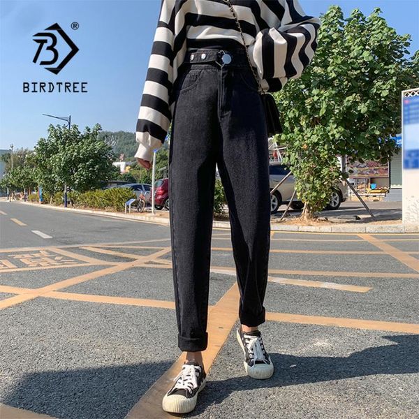 

spring vintage high waist slouchy mom jeans for women boyfriend denim harem pants autumn casual ripped trousers b01607t women's, Blue