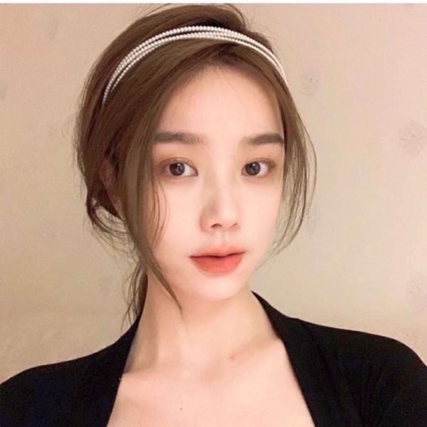 

luminous pearl hoop fairy headband out pressure hairpin jewelry, Black;brown