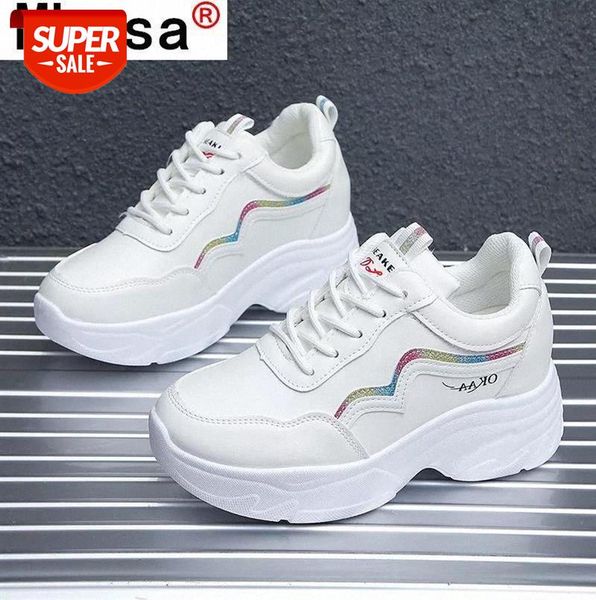 

2021 spring autumn women's white shoes sneaker thick-soled casual increased single zapatillas mujer #so6c