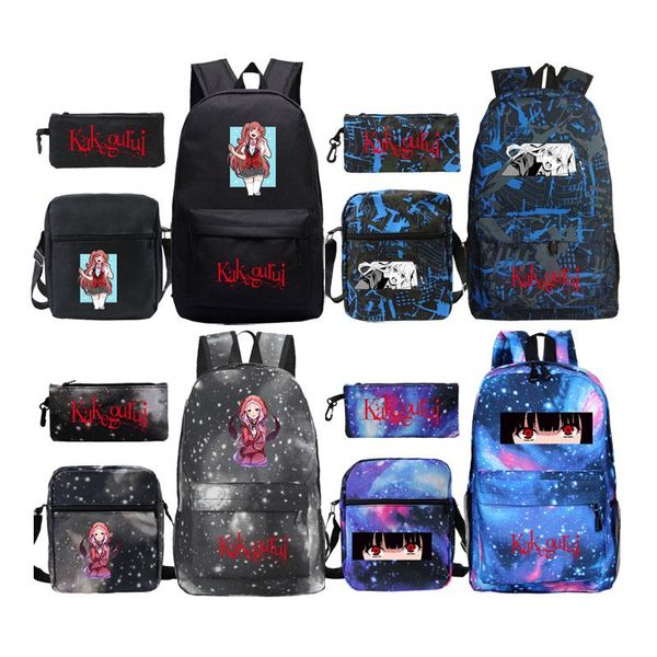 

backpack teens kakegurui bookbag children's large capacity bag student school bags 3 pcs set mochilas boys girls daily knapsack