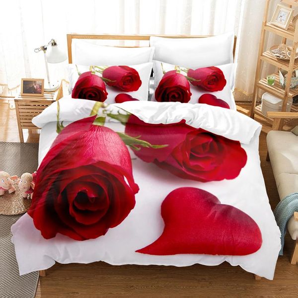 

bedding sets red flower rose set single twin full  king size flowers bed children bedroom duvetcover 13