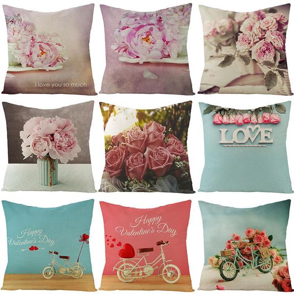 

cushion/decorative pillow flowers cushion covers linen romantic printed oil-proof waterproof pillowcase car sofa cover home decoration