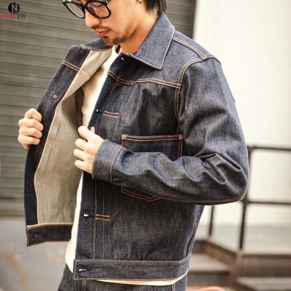 

men's jackets type1-0001 read description big size 14oz cotton denim jacket casual stylish unwashed coat, Black;brown