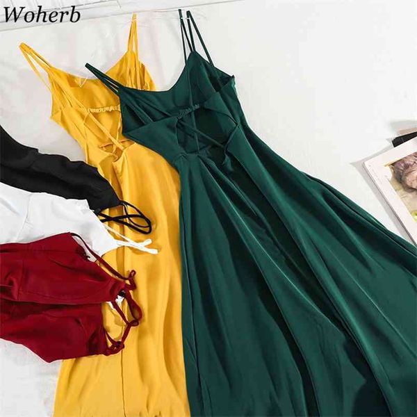 

korean chic spaghetti strap dress women bandage slim long dresses summer solid casual robe vintage party vestidos 210519, Black;gray