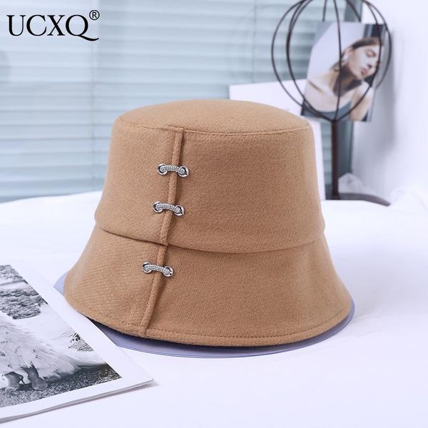

wide brim hats ucxq keep warm women's woolen fishermen hat round dome temperament fashion tide all-match autumn winter 2021, Blue;gray