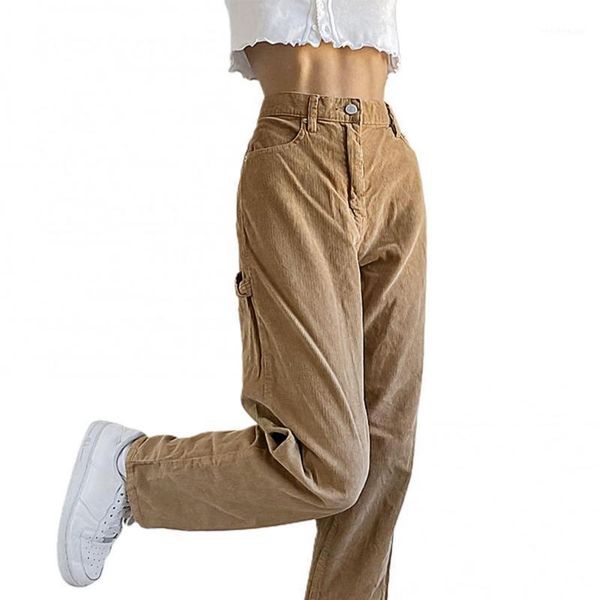 

women's pants & capris casual women high waist button solid color long loose corduroy trousers clothing, Black;white