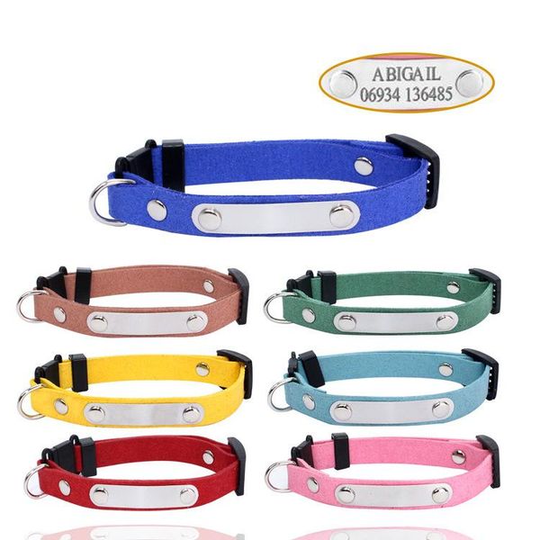 

dog collars & leashes collar customization dogs stainless steel laser lettering puppy necklace velvet pet neck ring anti-lost supplies