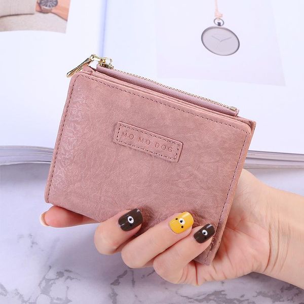 

wallets wallet short style soft leather two-fold buckle women's multi-functional fashion, Red;black