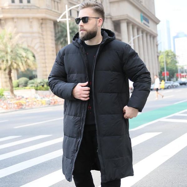 

men's down & parkas jacket men korean plus size winter coat long white duck puffer warm doudoune homme 203wm yy1302, Black
