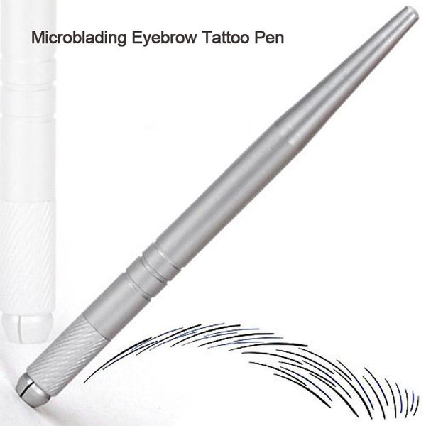 

tattoo guns kits 1 piece aluminum alloy silver 3d embroidery permanent makeup eyebrow pen professional manual