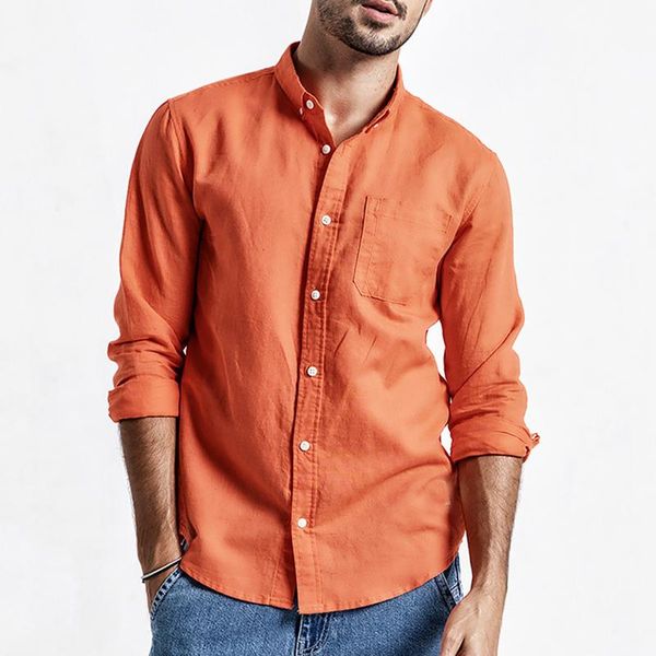 

men's casual shirts 2021 blouse cotton linen shirt loose long sleeve tee short-sleeved men chemise homme, White;black