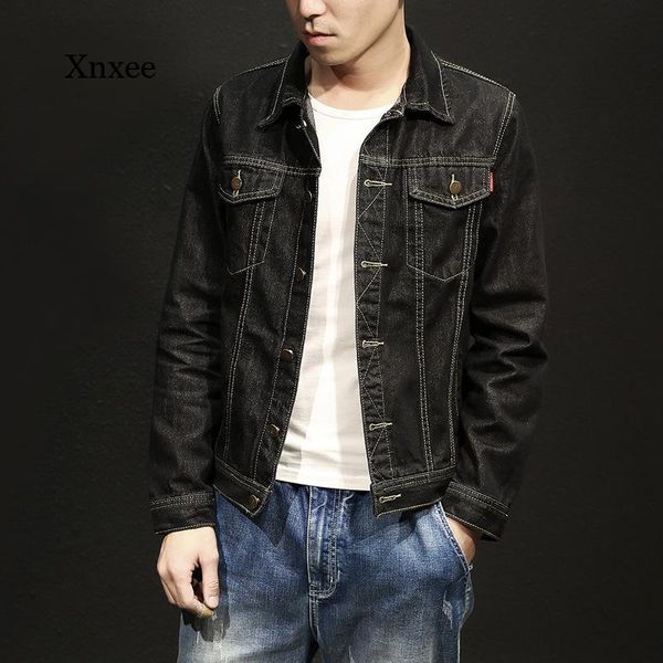 

men's jackets autumn denim jacket mens men trendy casual windbreaker male bomber ripped cowboy jeans clothing, Black;brown
