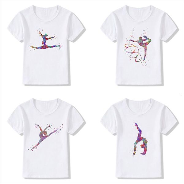 

watercolor gymnastics art print kids t shirt gym lover birthday white custom baby clothes 14051, Blue