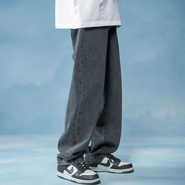 

men's jeans summer cotton multicolor fashion casual wide-leg men streetwear loose hip-hop straight denim trousers mens, Blue