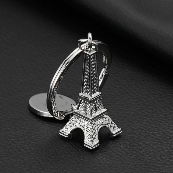 9 peças / lote Requintado 3D Simulação Paris Eiffel Tower Keychain para amantes Liga de zinco Keyring para mulheres homens viajam pequenos presentes